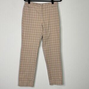 Ann Taylor Plaid Ankle Pants in Tan and White